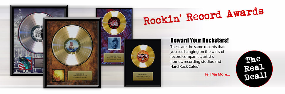 Gold and Platinum Record Awards provided by Brand O' Guitar Company.